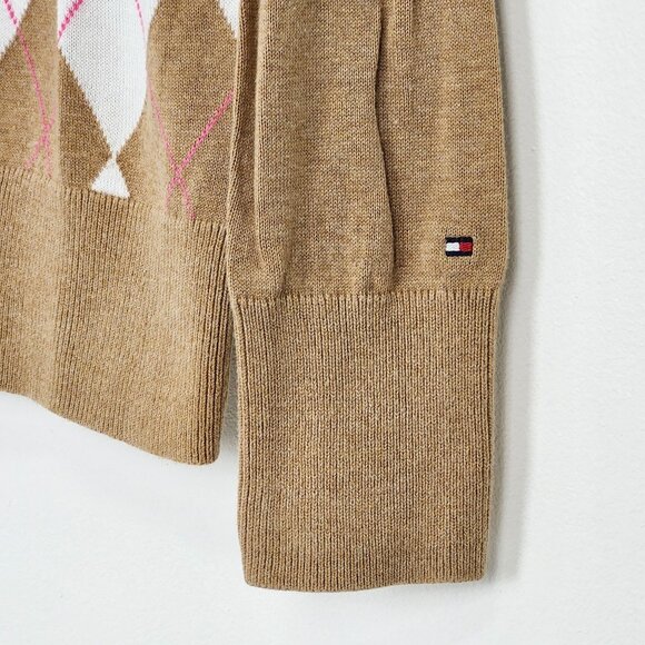 Tommy Hilfiger Pima Cotton Argyle Sweater Tennis Prep Light Academia Y2K Golf - Picture 4 of 10